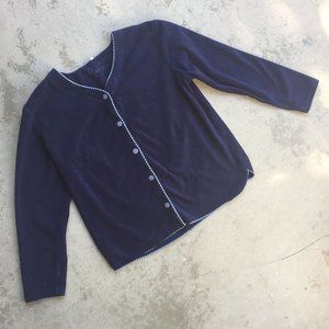 Navy Microfleece V-neck Cardigan NWOT